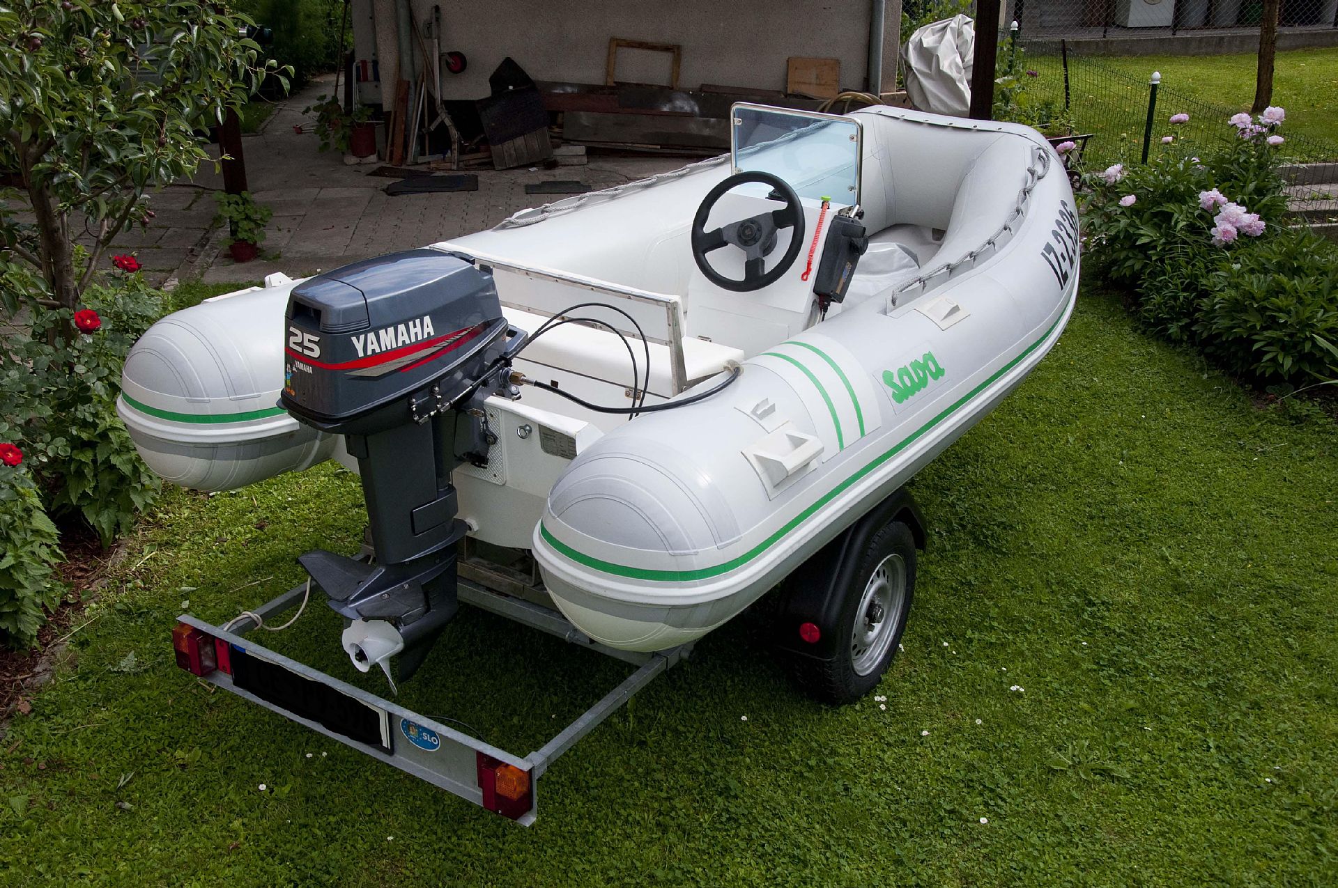 Gumenjak SAVA TECH 380 S   YAMAHA 25 HP   PRIKOLICA - 1995